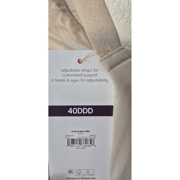 Women's Balconette Plus Size NWT 40DDD Nude Bra - Picture 3 of 4